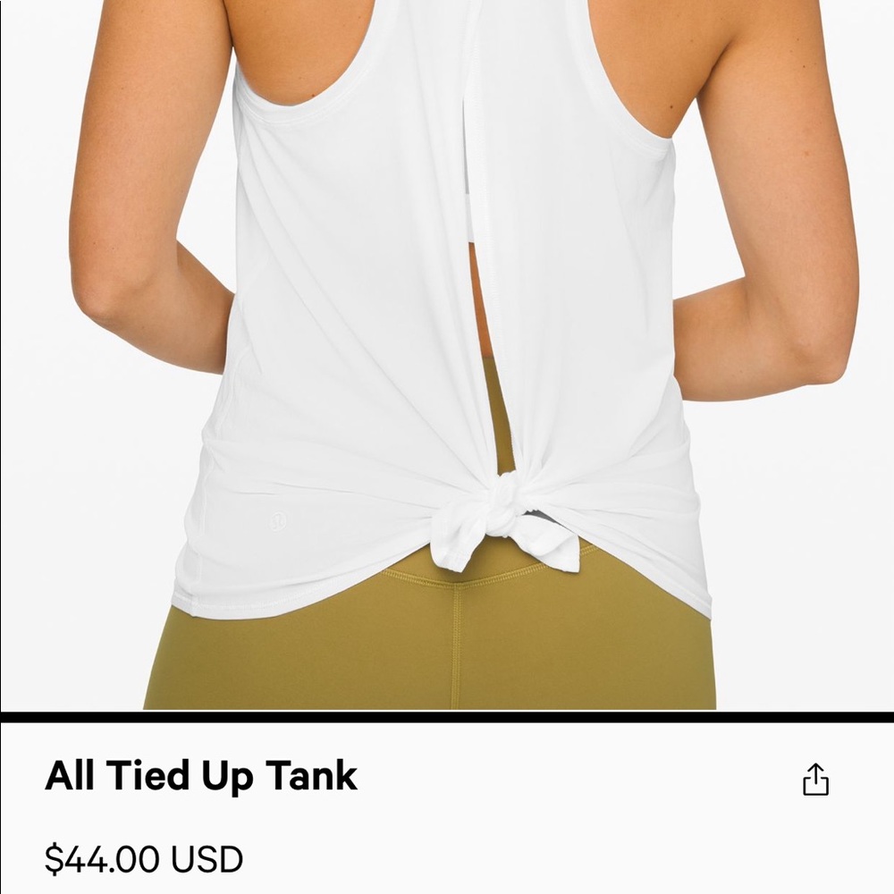 LULULEMON all tied up tank white size 6
